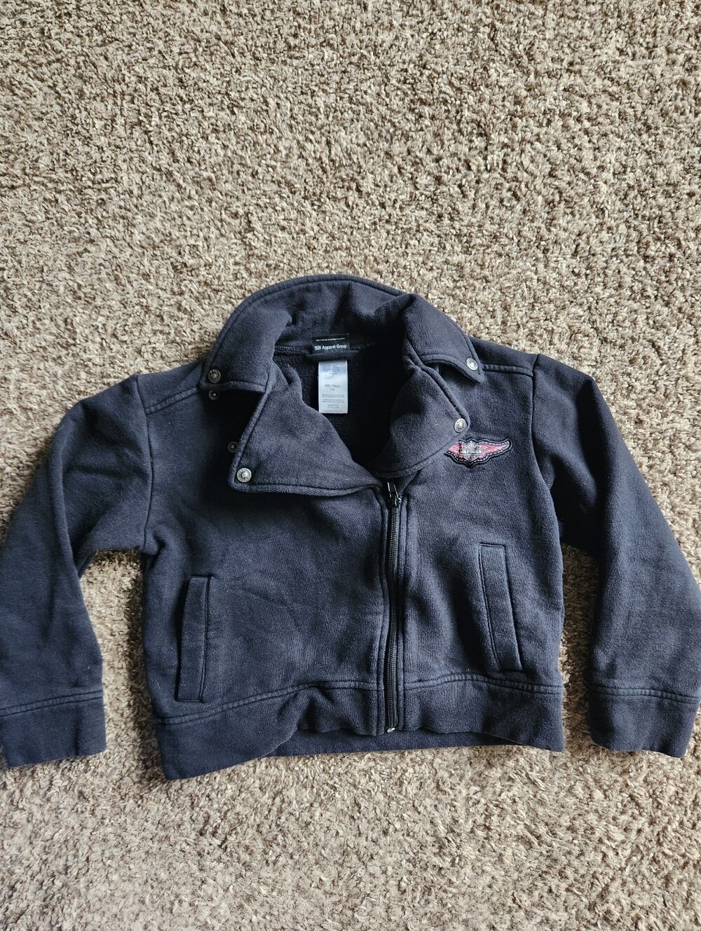 Girls Harley Davidson zip up sweater, size 7/8.